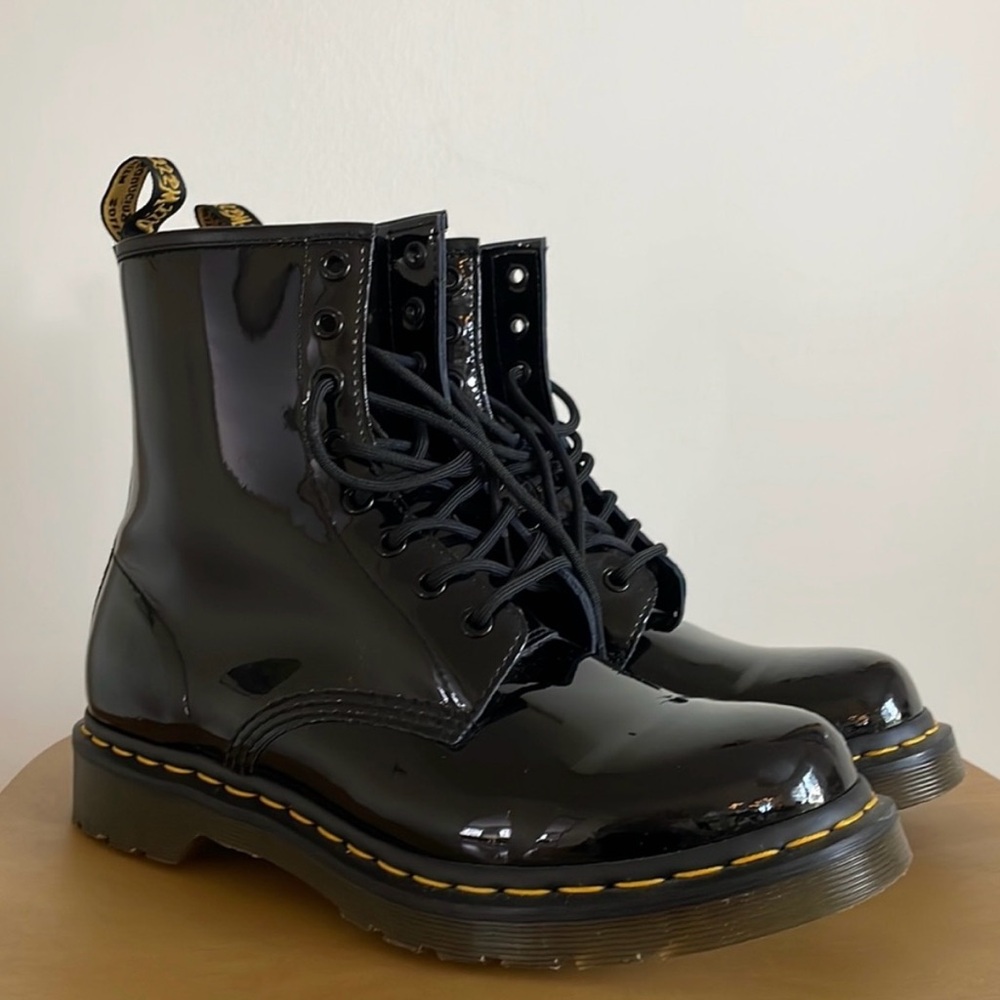 Dr. Martens patent leather 8 eyelet boots